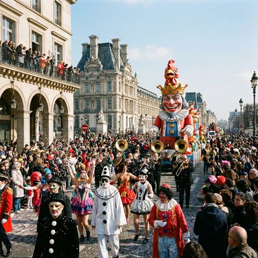Défilé du Carnaval de Paris avec costumes colorés